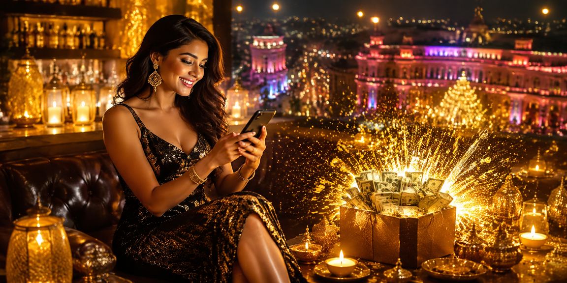 Indian user making payment with mobile banking while playing cricket bets